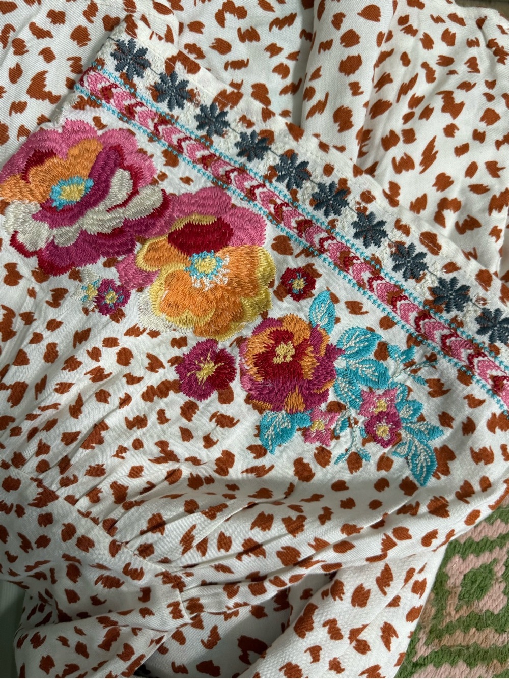 Savanna Jane 1X Embroidered Leopard Boho Tunic Top - Picture 5 of 5